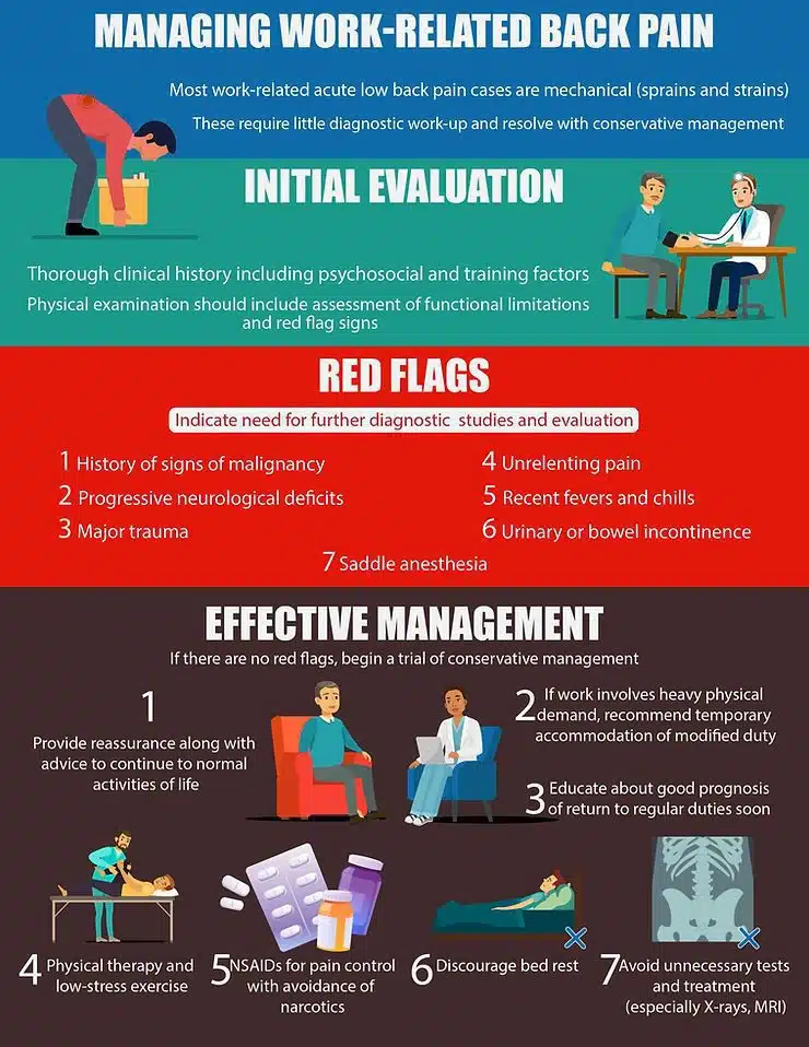 Managing work related back pain infographic for treatment